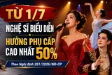 Từ 1/7, nghệ sĩ biểu diễn được hưởng phụ cấp ưu đãi nghề cao nhất 50%