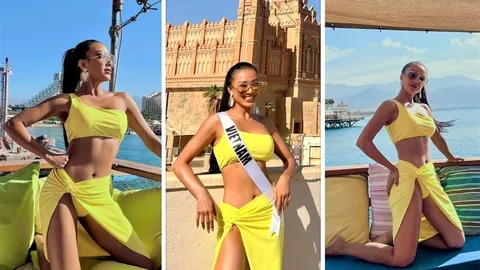 Kim Duyên diện bikini catwalk, khoe hình thể nóng bỏng ở Miss Universe