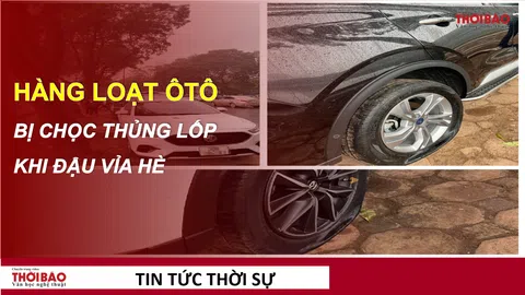 Hàng loạt ô tô đỗ trên vỉa hè Hà Nội bị chọc thủng lốp trong đêm