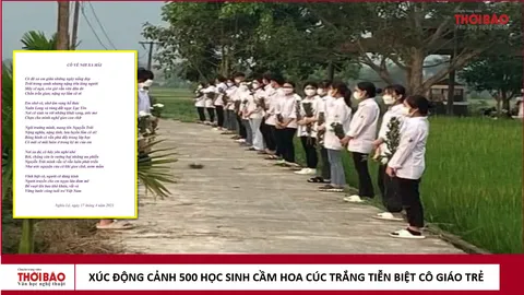 Xúc động cảnh 500 học sinh cầm hoa cúc trắng tiễn biệt cô giáo trẻ