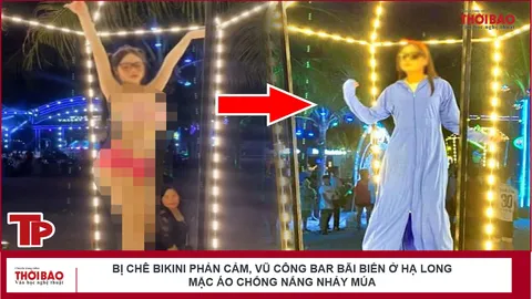 Bị chê bikini phản cảm, vũ công bar bãi biển ở Hạ Long mặc áo chống nắng nhảy múa