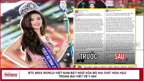 BTC Miss World Việt Nam bất ngờ xóa bỏ hai chữ 'Hoa hậu' trong bài viết về Ý Nhi