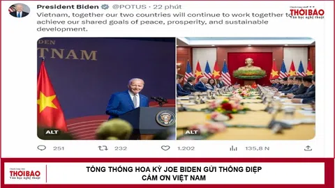 Tổng thống Hoa Kỳ Joe Biden gửi thông điệp cảm ơn Việt Nam