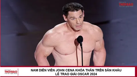 Nam diễn viên John Cena khỏa thân trên sân khấu lễ trao giải Oscar 2024