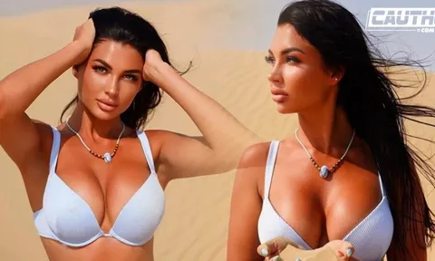 Nữ thần bóng chuyền Kazakhstan khoe vòng một căng tròn giữa sa mạc