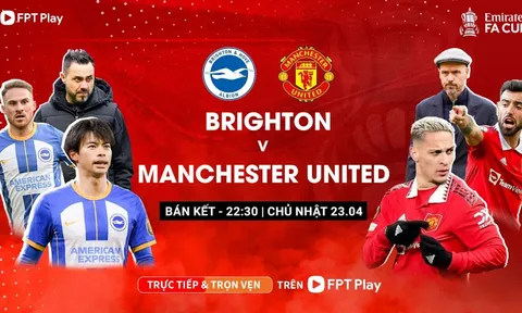 Trực tiếp bóng đá MU vs Brighton, 22h30 ngày 23/4 - Cúp FA: Rashford và Bruno trở lại; Link xem MU