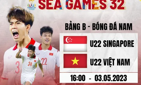 Xem trực tiếp bóng đá U22 Việt Nam vs U22 Singapore ở đâu, kênh nào? Link xem SEA Games 32 VTV5 HD