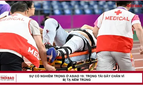 Sự cố nghiêm trọng ở Asiad 19: Trọng tài gãy chân vì bị tạ ném trúng