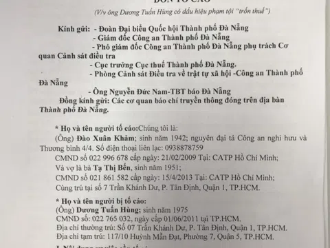 Đà Nẵng: Vì sao vợ chồng cựu Đại tá công an tố con rể trốn thuế?