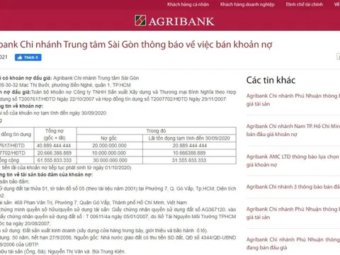 Agribank rao bán tài sản của Công ty Bình Nghĩa để thu hồi nợ