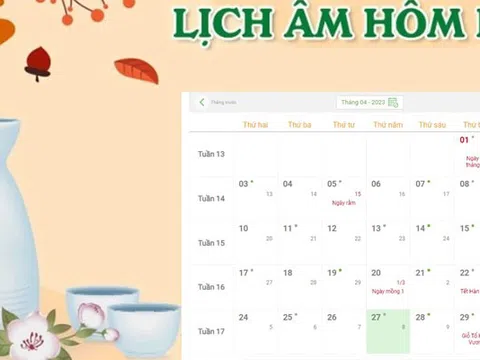 Lịch âm ngày 27/4 - Tra cứu lịch âm thứ năm ngày 27/4/2023