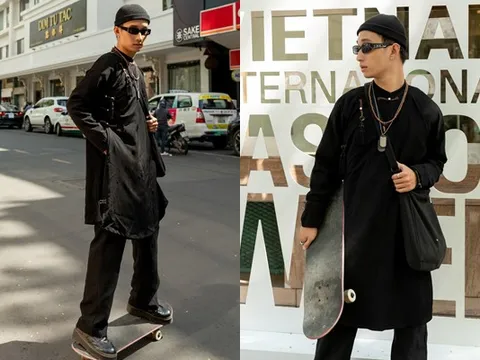 Tín đồ thời trang diện áo dài học đường kết hợp ván trượt "chiếm trọn spotlight" The Best Street Style 2020 ngày 2